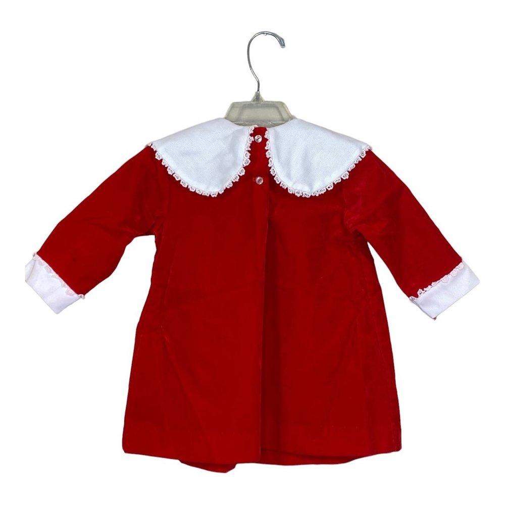 Vintage Girls Montgomery Ward Lace Bib Collar Red Velvet Holiday Dress 2/3T - Picture 2 of 14